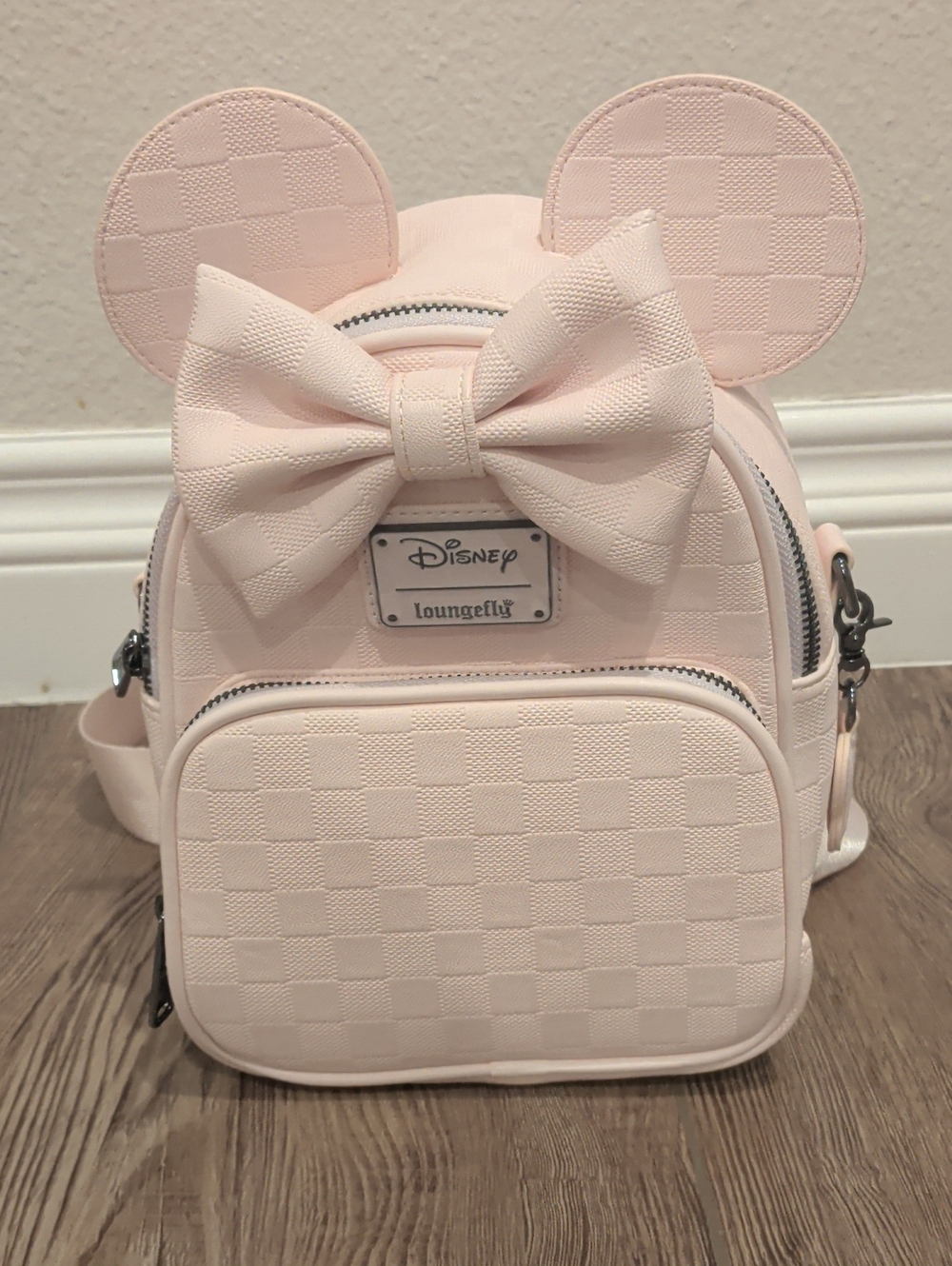 Loungefly Pale Pink Minnie Ear Mini Backpack with Bow
